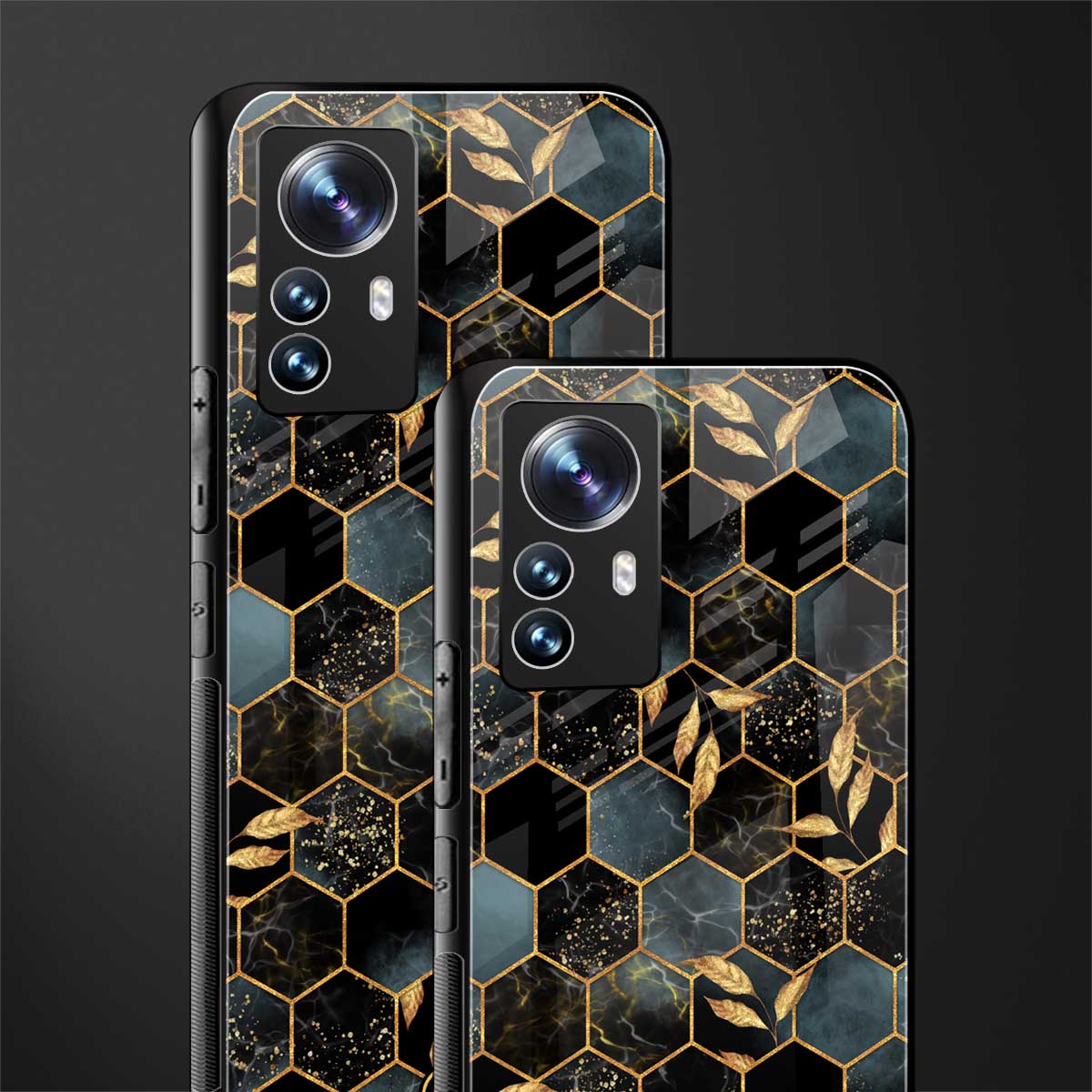 black blue tile marble back phone cover | glass case for xiaomi 12 pro