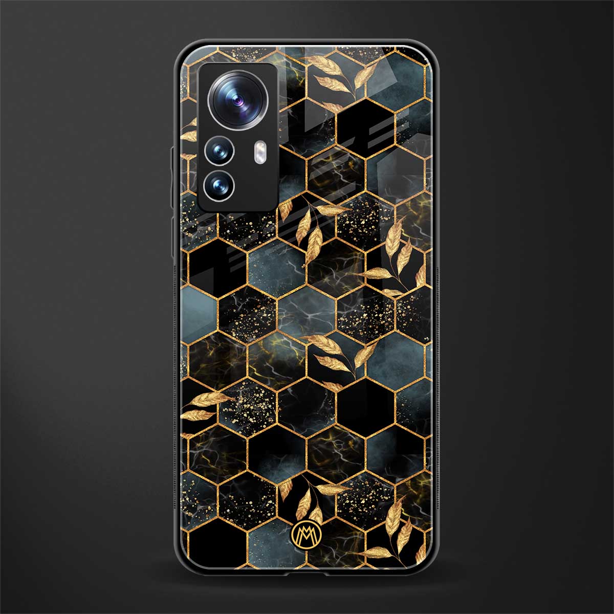 black blue tile marble back phone cover | glass case for xiaomi 12 pro