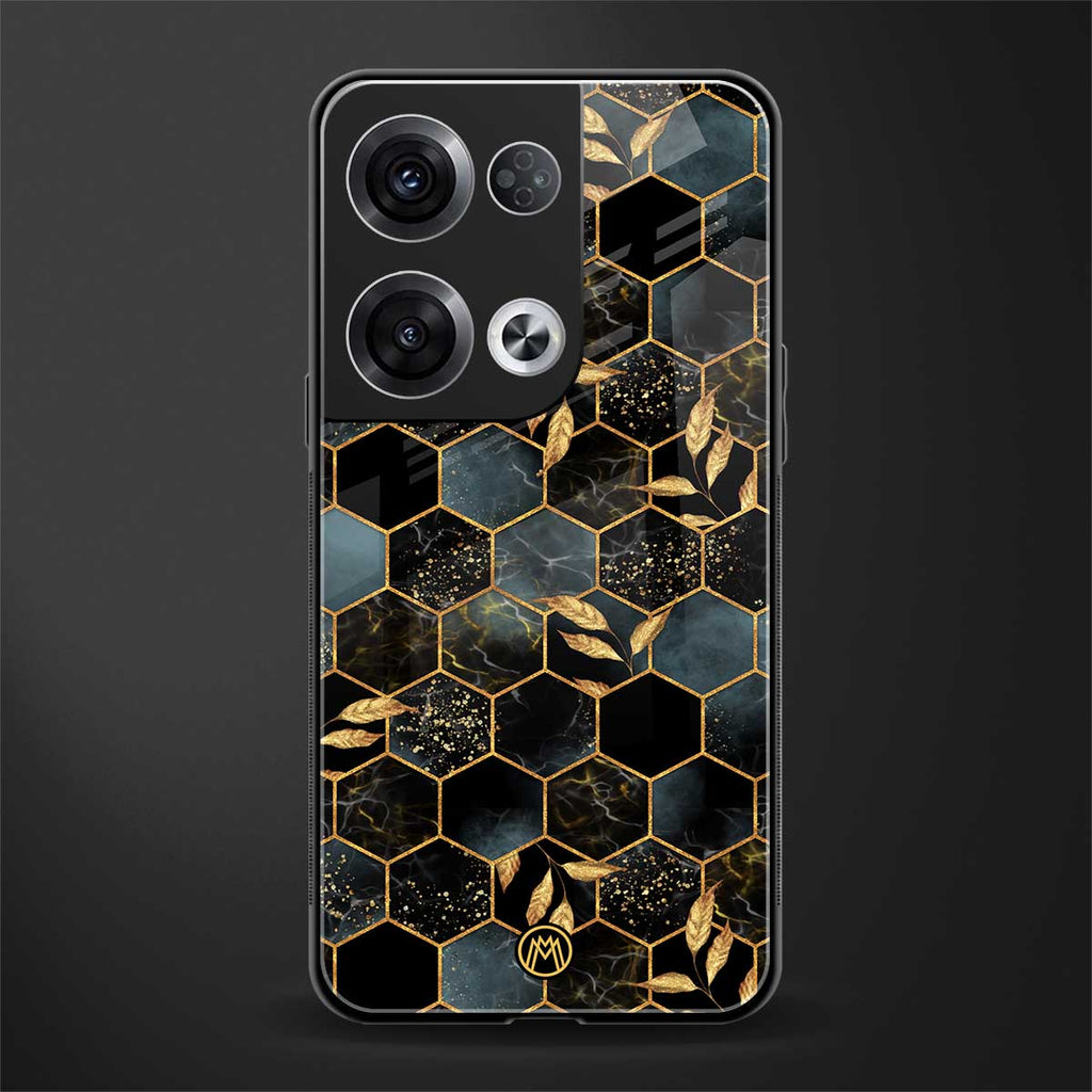 black blue tile marble back phone cover | glass case for oppo reno 8