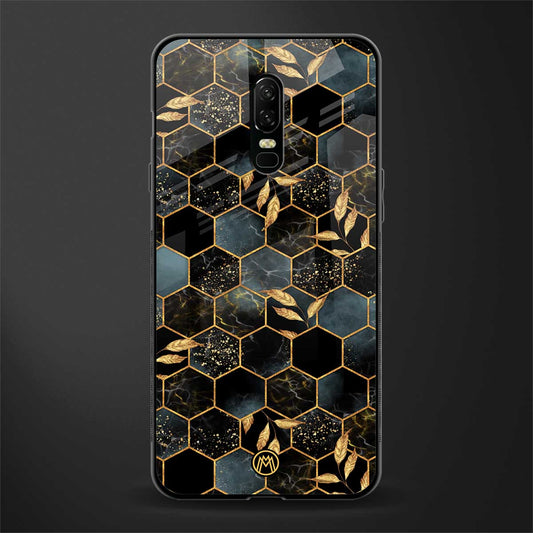 black blue tile marble glass case for oneplus 6 image
