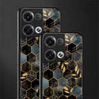 black blue tile marble back phone cover | glass case for oppo reno 8 pro