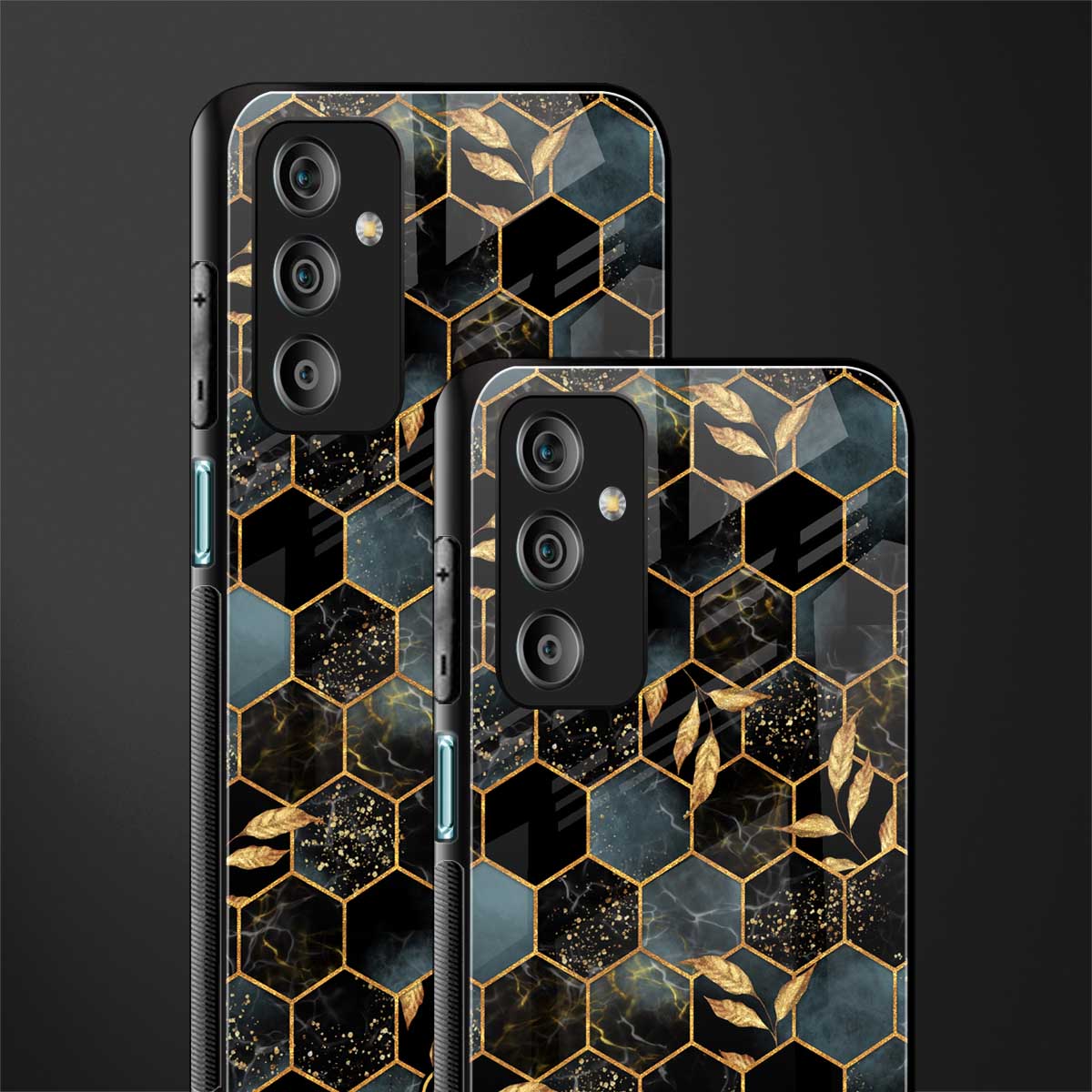 black blue tile marble back phone cover | glass case for samsung galaxy f23 5g