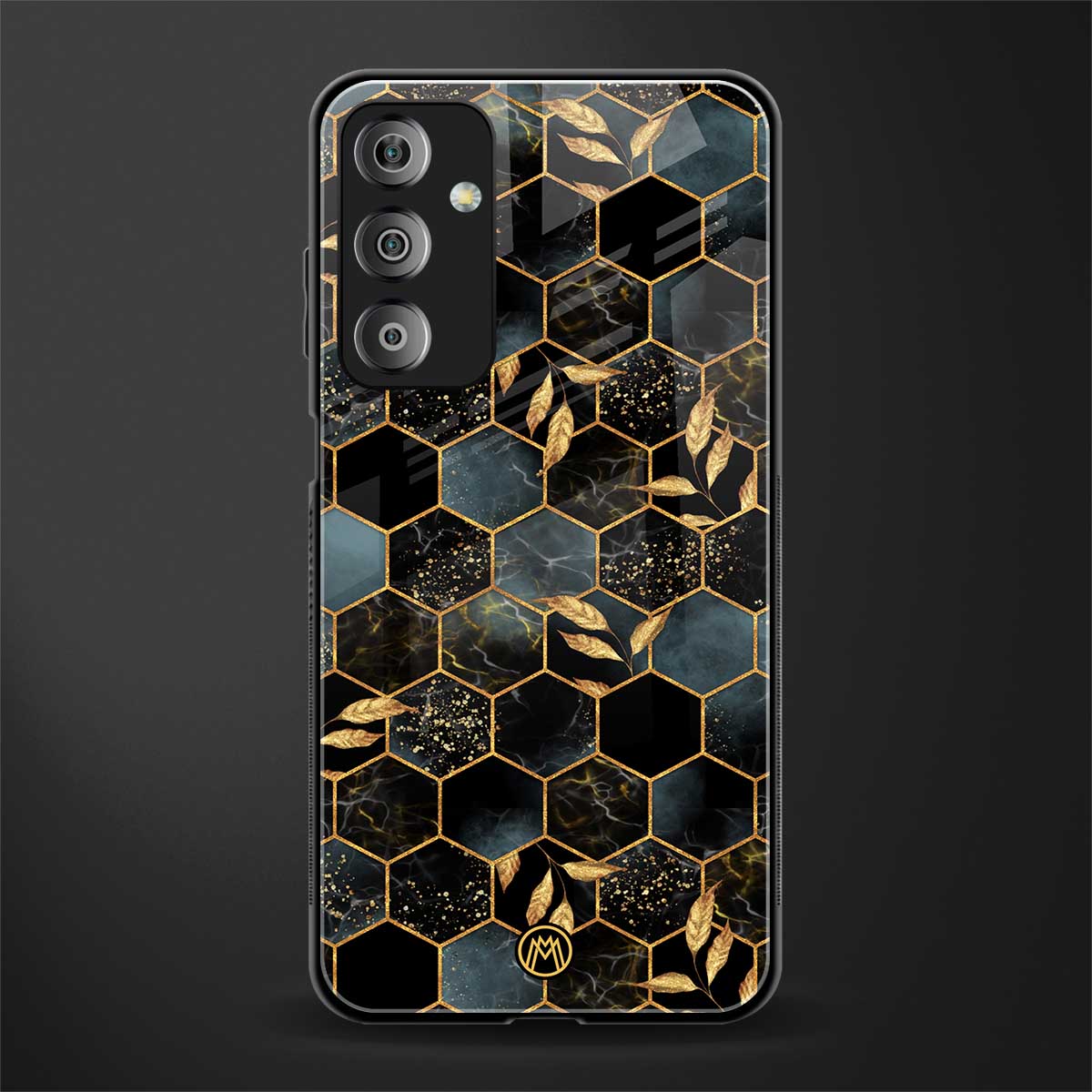 black blue tile marble back phone cover | glass case for samsung galaxy f23 5g