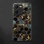 black blue tile marble back phone cover | glass case for vivo y35 4g