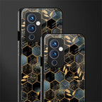 black blue tile marble back phone cover | glass case for oneplus 9