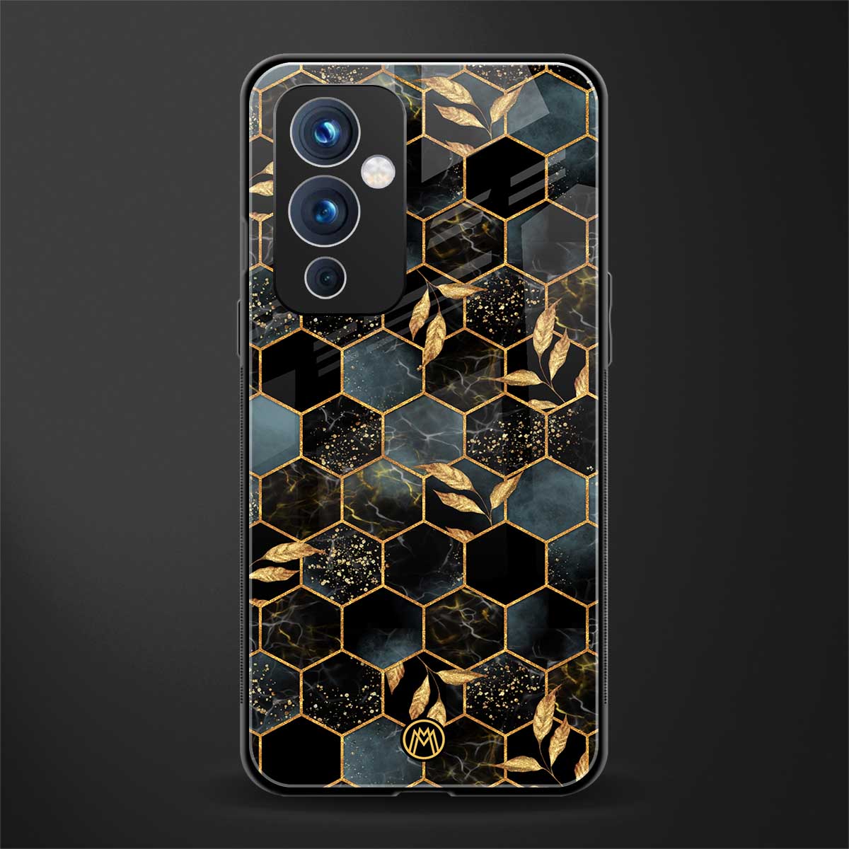 black blue tile marble back phone cover | glass case for oneplus 9