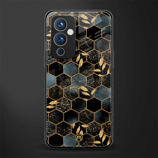 black blue tile marble back phone cover | glass case for oneplus 9