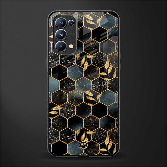 black blue tile marble back phone cover | glass case for oppo reno 5