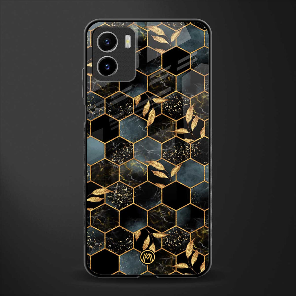 black blue tile marble back phone cover | glass case for vivo y72