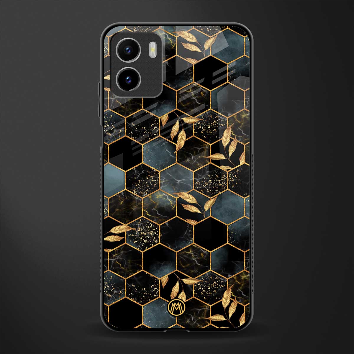 black blue tile marble back phone cover | glass case for vivo y72