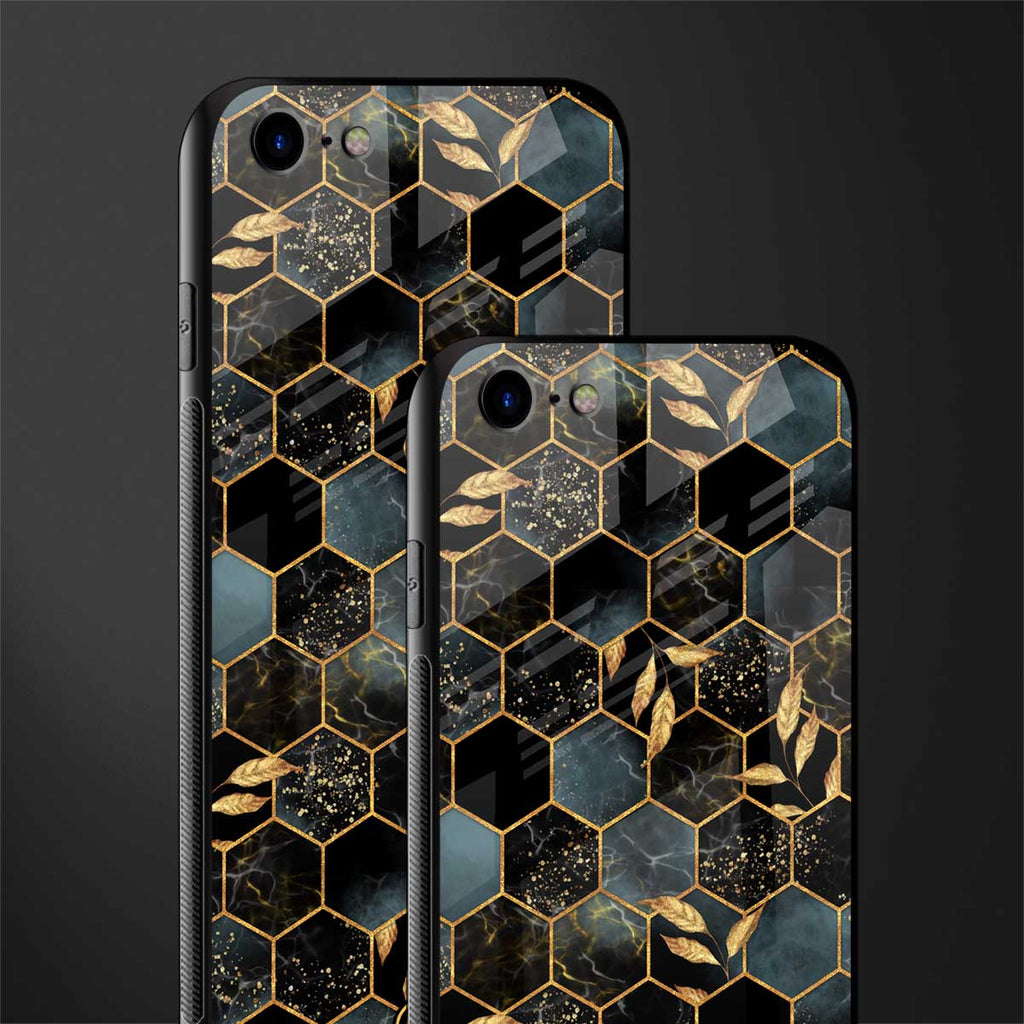 black blue tile marble glass case for iphone 7 image-2
