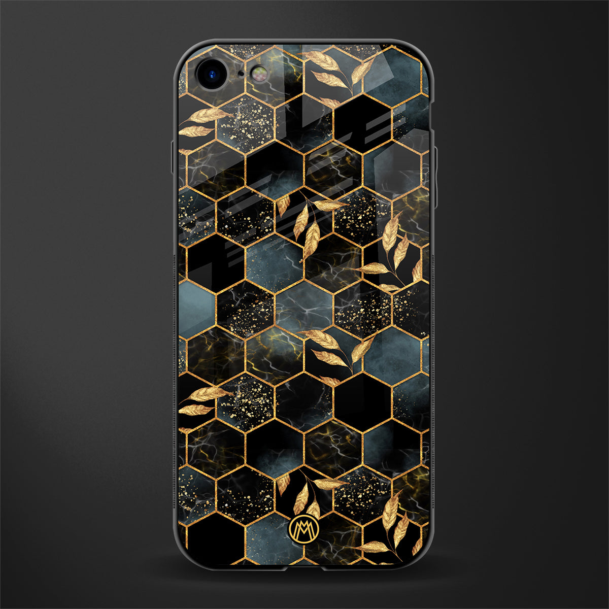 black blue tile marble glass case for iphone se 2020 image