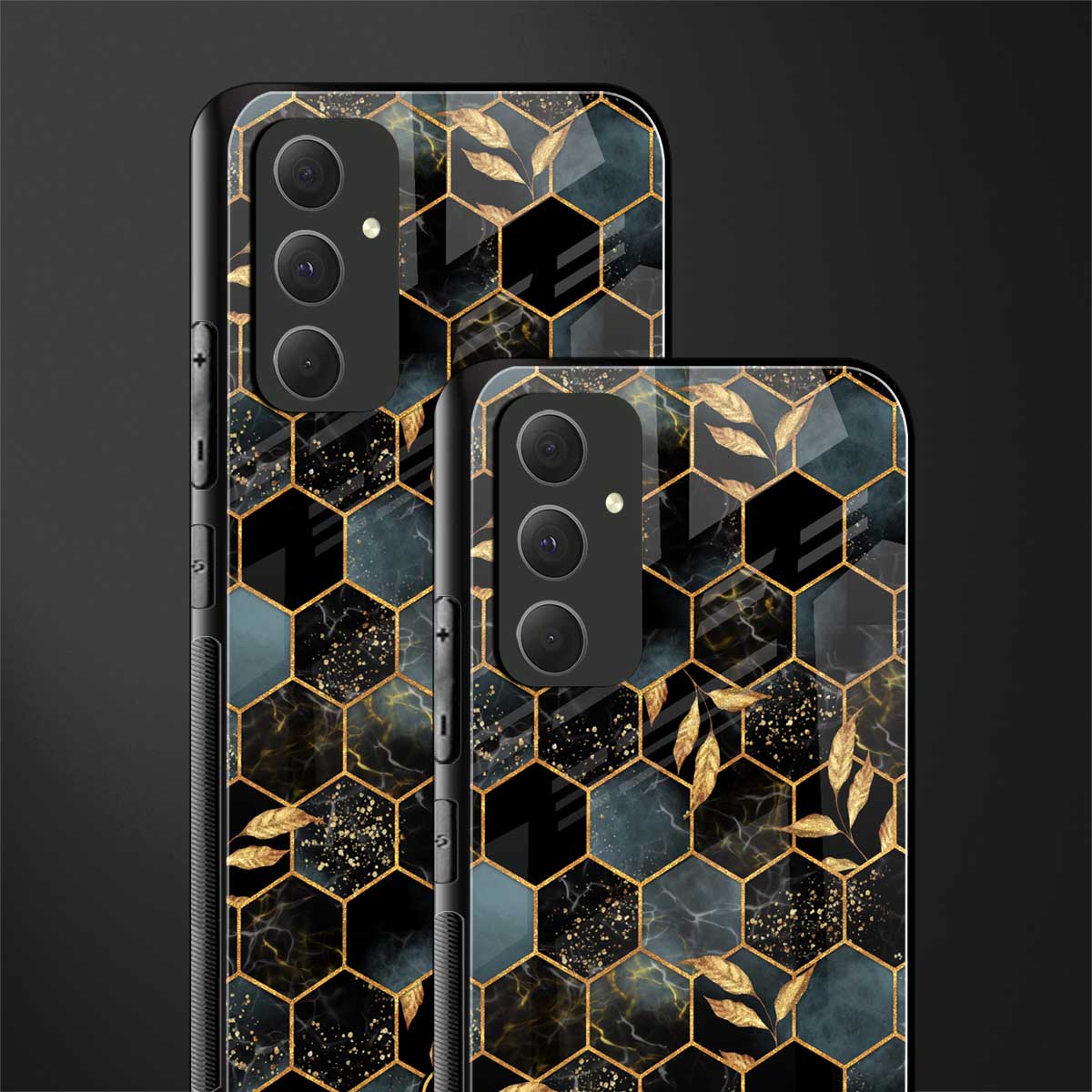 black blue tile marble back phone cover | glass case for samsung galaxy a54 5g