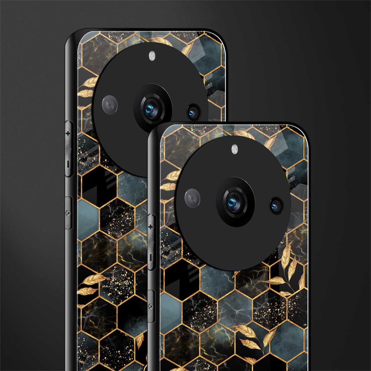 black blue tile marble back phone cover | glass case for realme 11 pro 5g