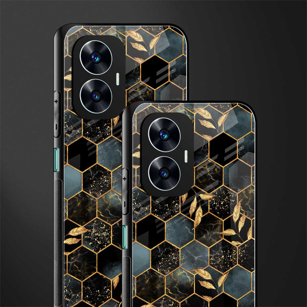 black blue tile marble back phone cover | glass case for realme c55