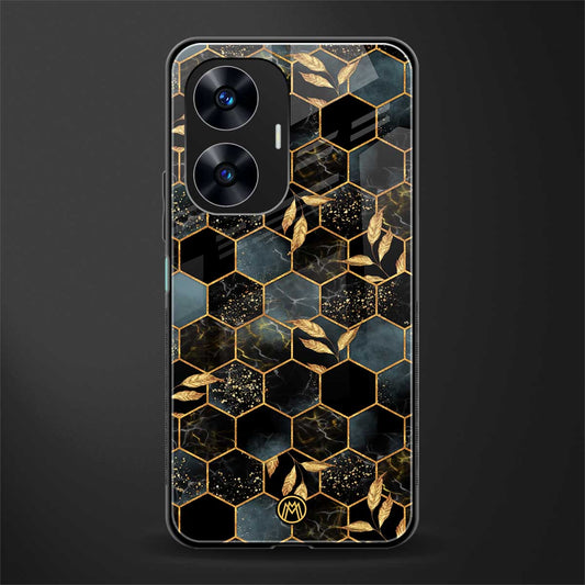 black blue tile marble back phone cover | glass case for realme c55
