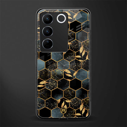 black blue tile marble back phone cover | glass case for vivo v27 pro 5g