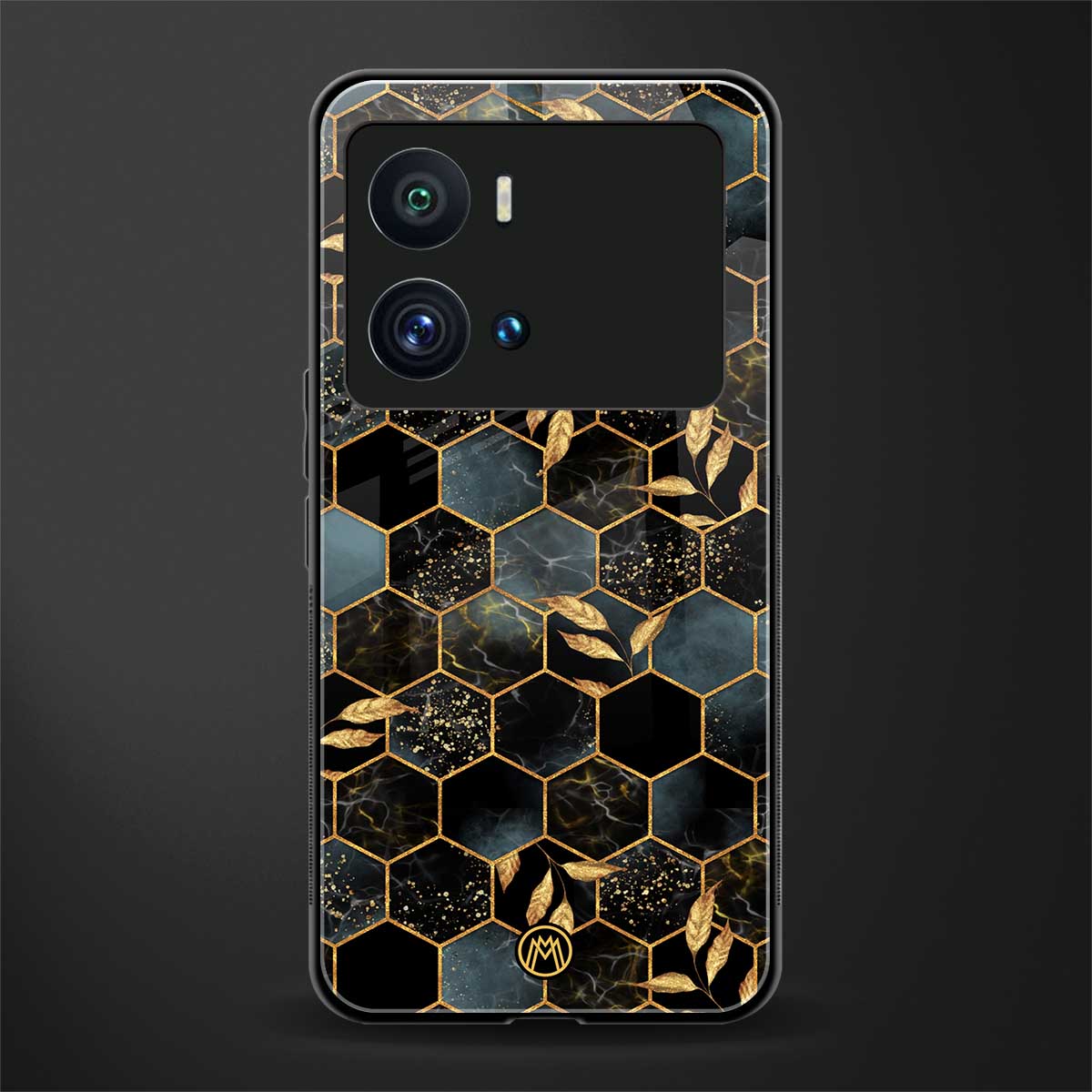 black blue tile marble back phone cover | glass case for iQOO 9 Pro