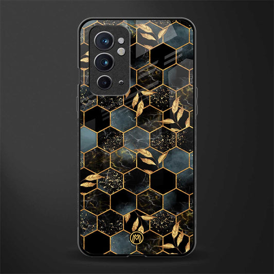 black blue tile marble glass case for oneplus 9rt image