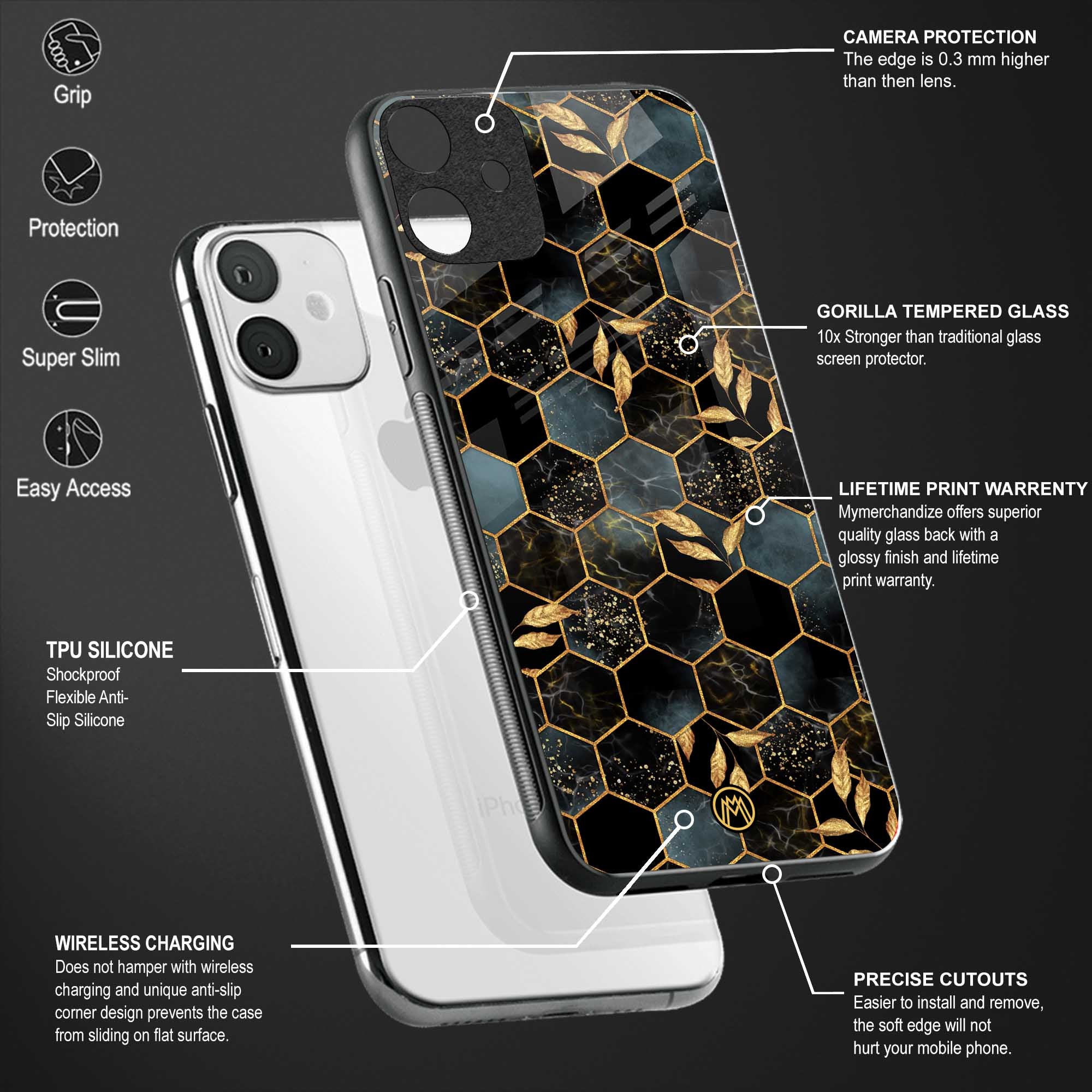 black blue tile marble glass case for mi 11 lite image-4