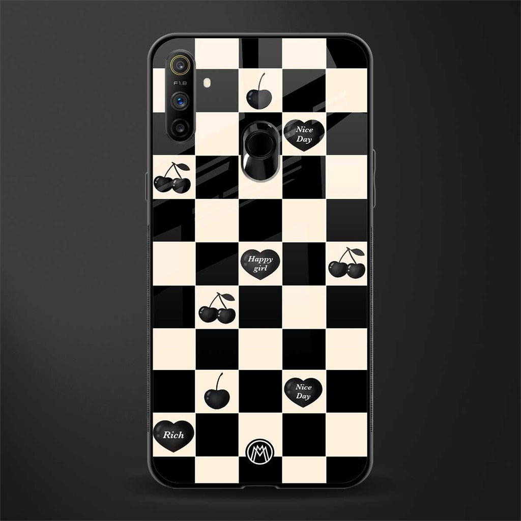 black cherries check pattern glass case for realme narzo 10a image