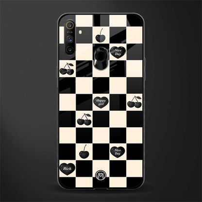 black cherries check pattern glass case for realme narzo 20a image