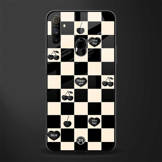 black cherries check pattern glass case for realme narzo 20a image