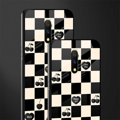 black cherries check pattern glass case for oppo k3 image-2