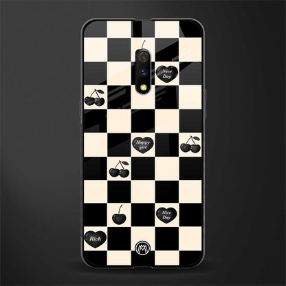 black cherries check pattern glass case for oppo k3 image