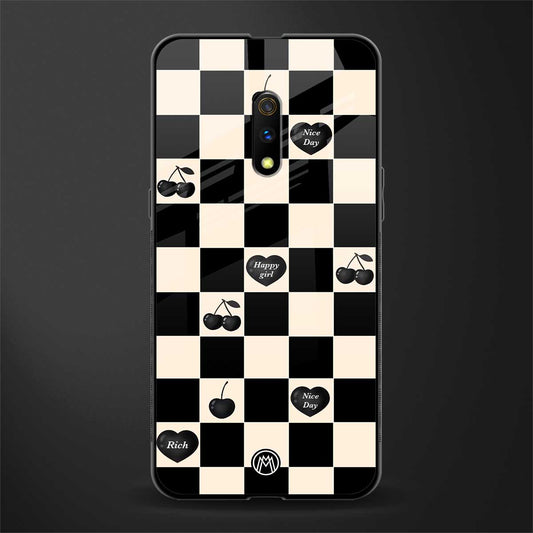 black cherries check pattern glass case for oppo k3 image