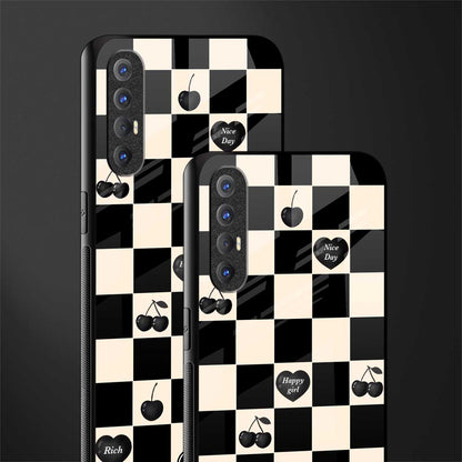 black cherries check pattern glass case for oppo reno 3 pro image-2