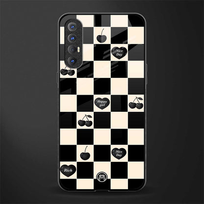 black cherries check pattern glass case for oppo reno 3 pro image