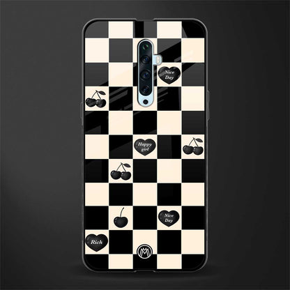 black cherries check pattern glass case for oppo reno 2f image