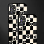 black cherries check pattern glass case for samsung galaxy m51 image-2