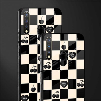 black cherries check pattern glass case for vivo y19 image-2