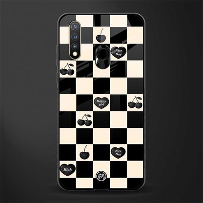 black cherries check pattern glass case for vivo y19 image