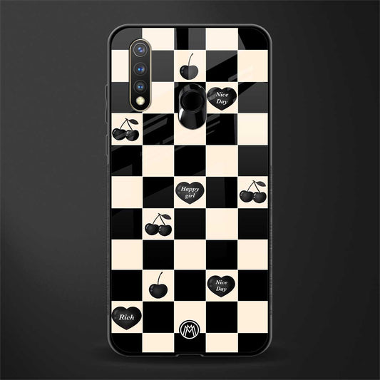 black cherries check pattern glass case for vivo y19 image