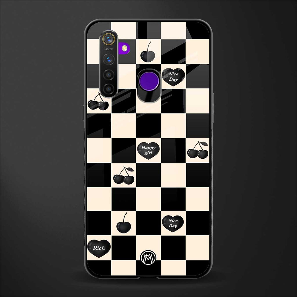 black cherries check pattern glass case for realme narzo 10 image