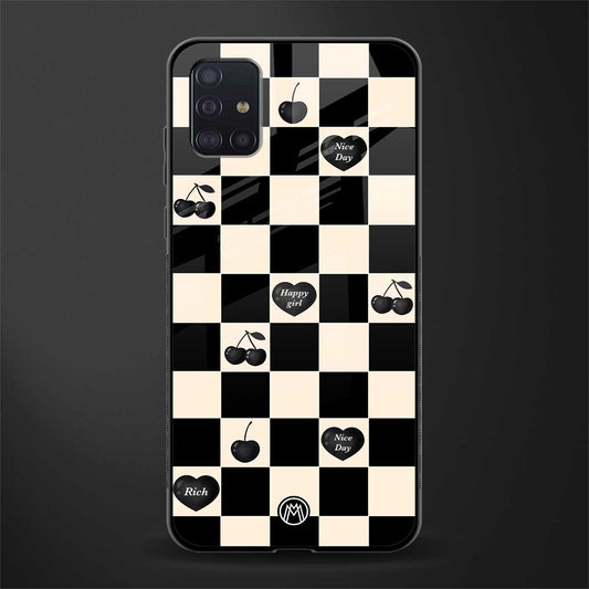 black cherries check pattern glass case for samsung galaxy a71 image