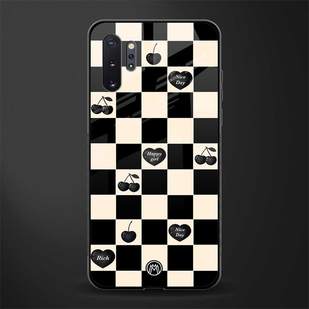 black cherries check pattern glass case for samsung galaxy note 10 plus image