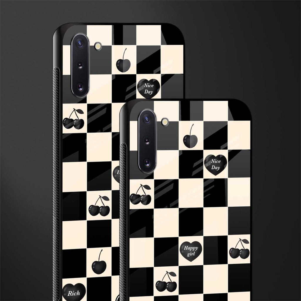 black cherries check pattern glass case for samsung galaxy note 10 image-2