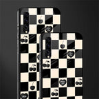 black cherries check pattern glass case for samsung galaxy a70 image-2