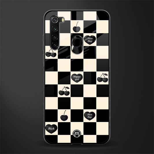 black cherries check pattern glass case for redmi note 8 image