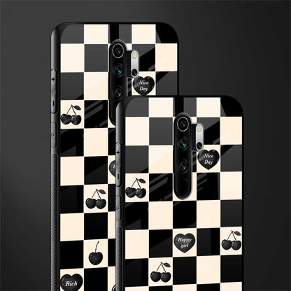 black cherries check pattern glass case for redmi note 8 pro image-2