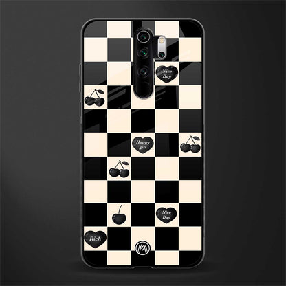 black cherries check pattern glass case for redmi note 8 pro image