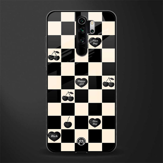 black cherries check pattern glass case for redmi note 8 pro image