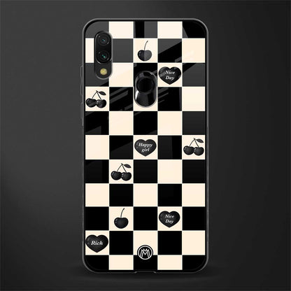 black cherries check pattern glass case for redmi note 7 image