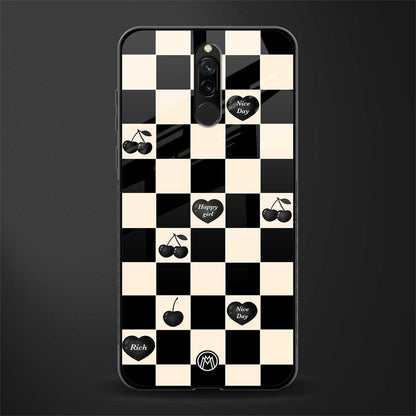 black cherries check pattern glass case for redmi 8 image