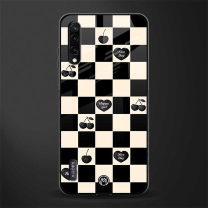 black cherries check pattern glass case for mi a3 redmi a3 image