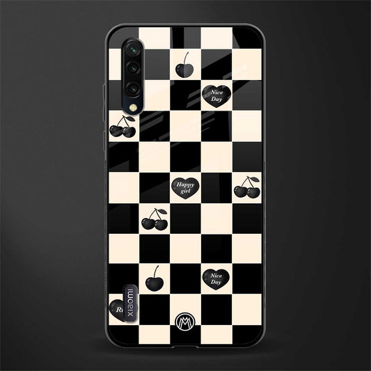 black cherries check pattern glass case for mi a3 redmi a3 image